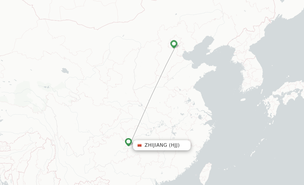 Route map with flights from Huaihua with China United Airlines