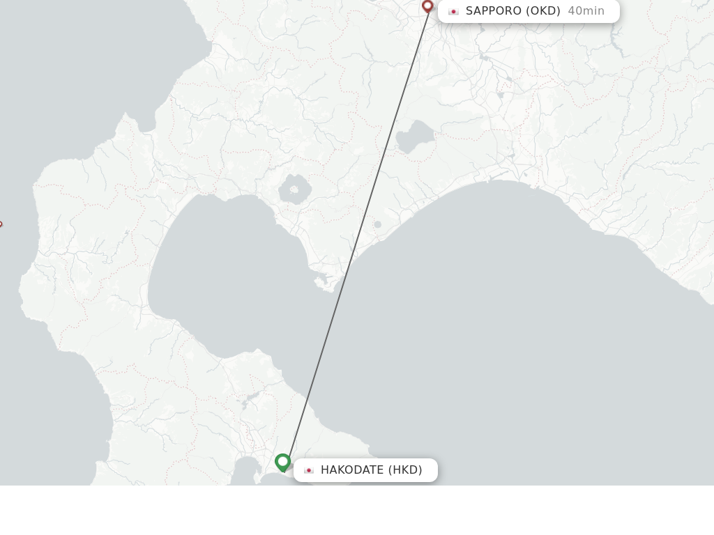 Flights from Hakodate to Sapporo route map