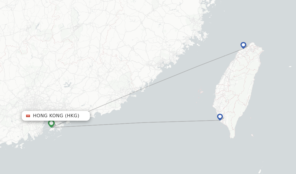 Route map with flights from Hong Kong with China Airlines