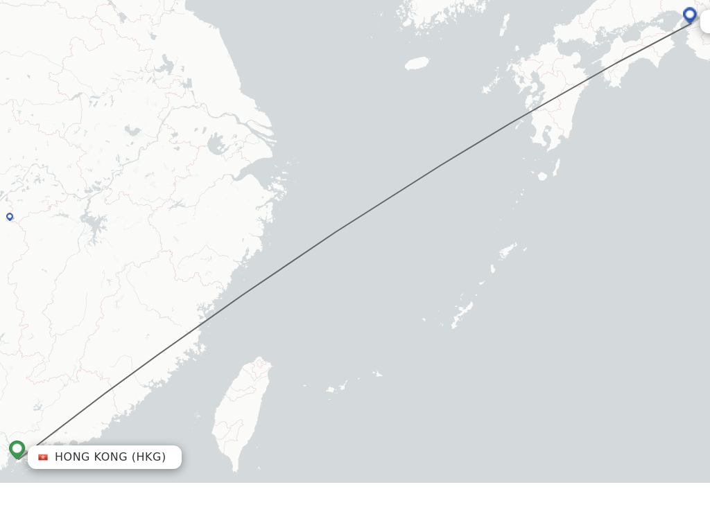 Flights from Hong Kong to Osaka route map