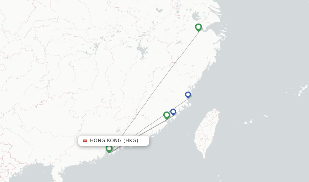Route map with flights from Hong Kong with XiamenAir