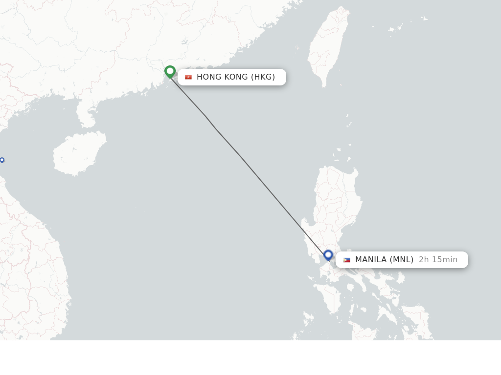 Flights from Hong Kong to Manila route map