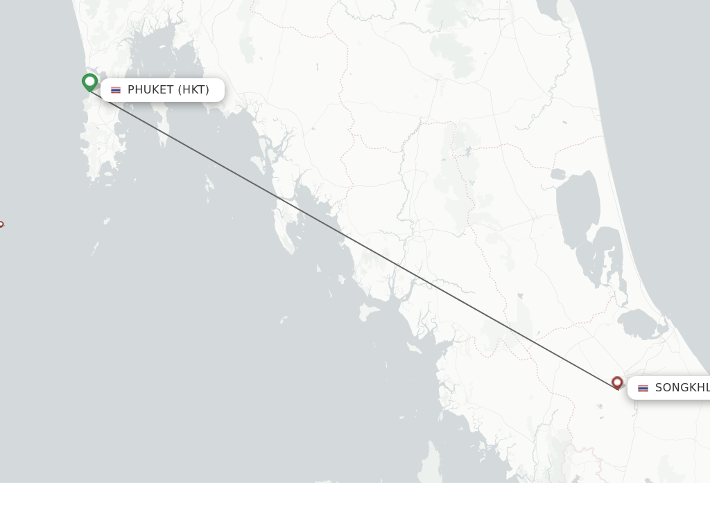 Flights from Phuket to Songkhla route map