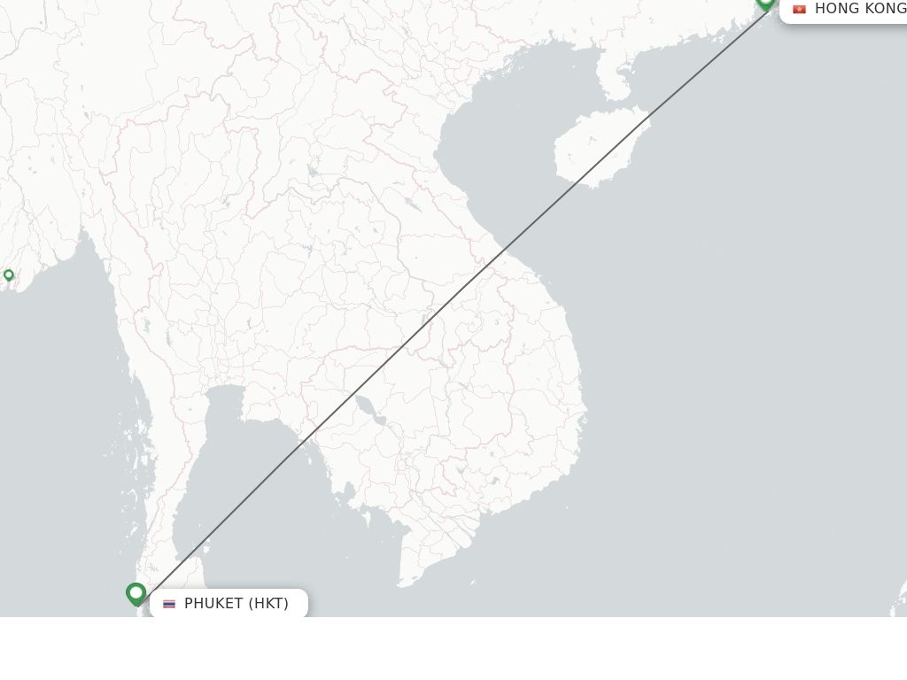 Flights from Phuket to Hong Kong route map