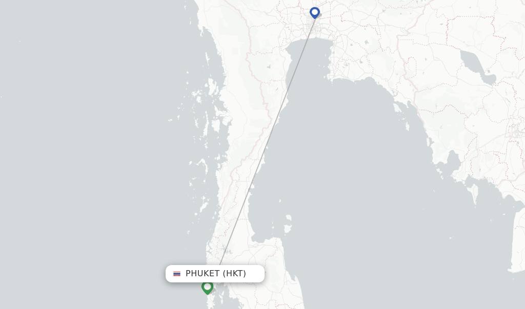 Route map with flights from Phuket with Thai Lion Air