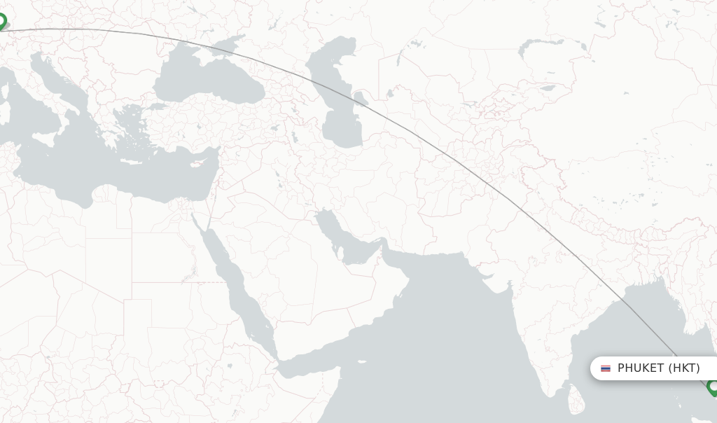 Route map with flights from Phuket with Edelweiss