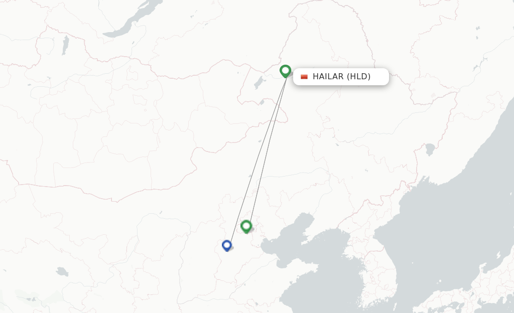 Route map with flights from Hailar with China United Airlines