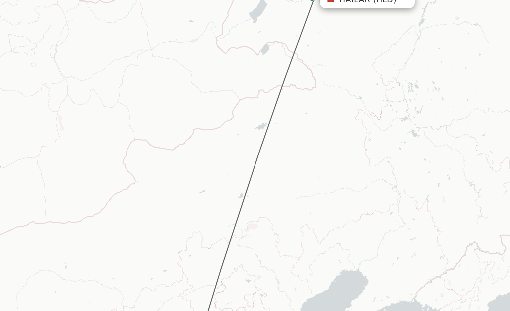 Flights from Hailar to Shijiazhuang route map