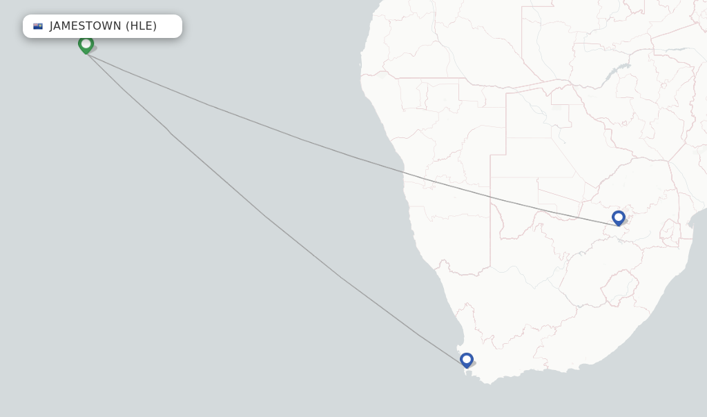 Route map with flights from Jamestown with Airlink