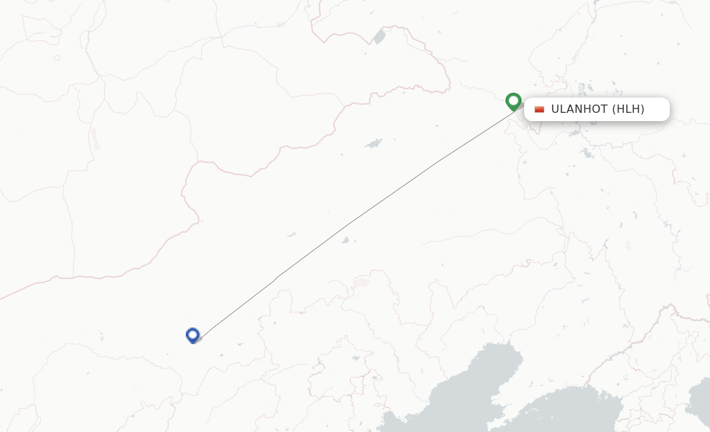 Route map with flights from Ulanhot with Genghis Khan Airlines