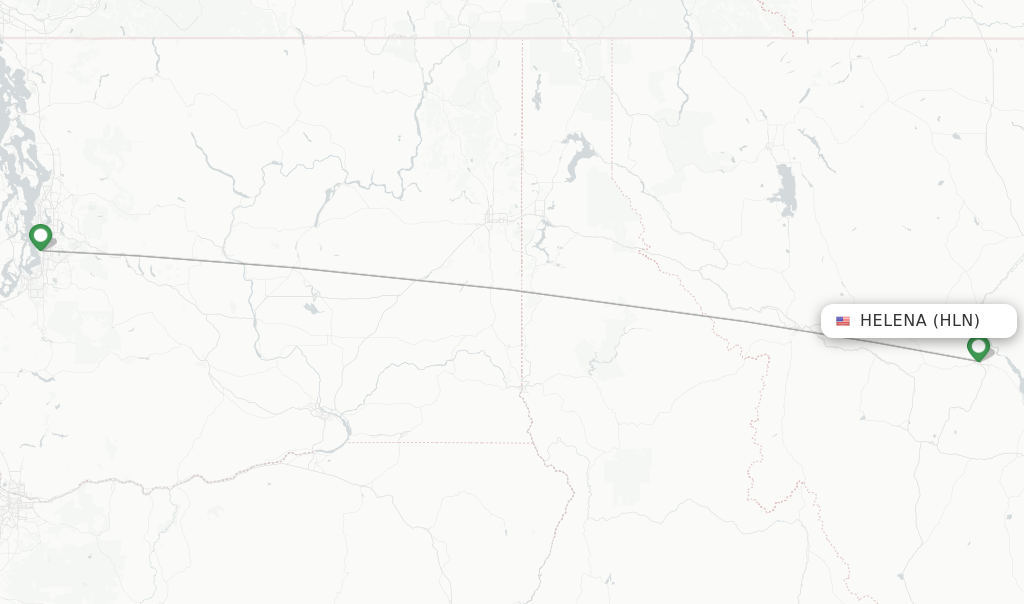 Route map with flights from Helena with Alaska Airlines