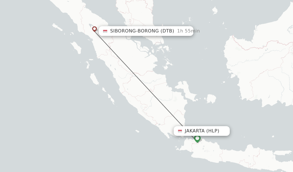 Flights from Jakarta to Siborong-Borong route map