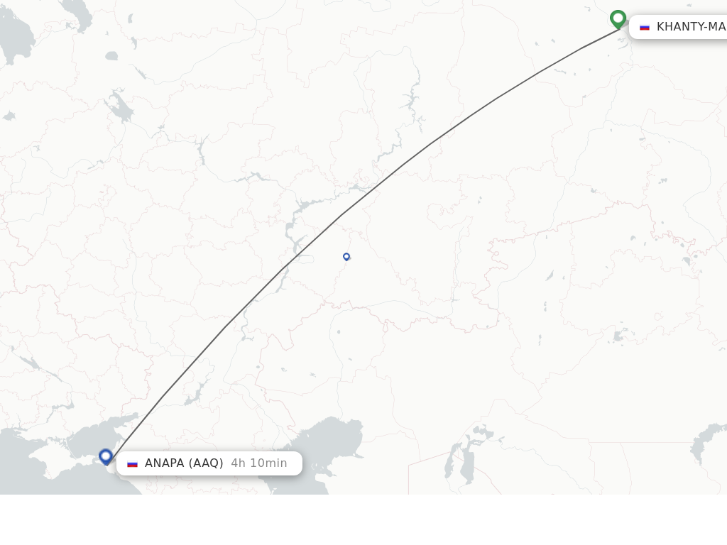 Flights from Khanty-Mansiysk to Anapa route map