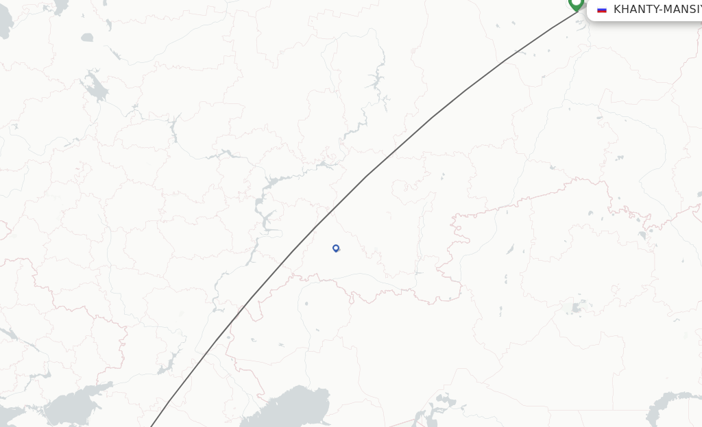 Flights from Khanty-Mansiysk to Adler/Sochi route map