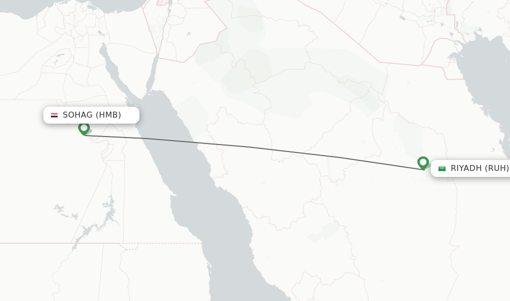 Flights from Sohag to Riyadh route map