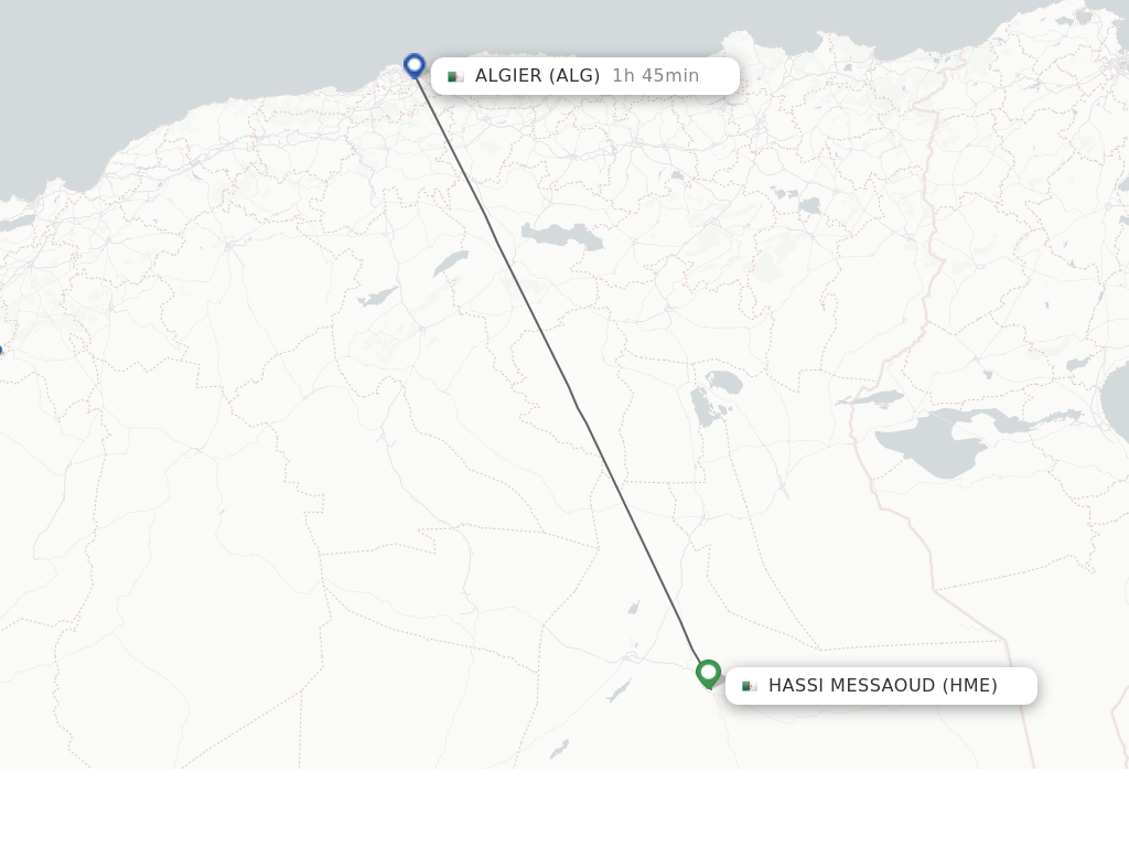 Flights from Hassi Messaoud to Algier route map