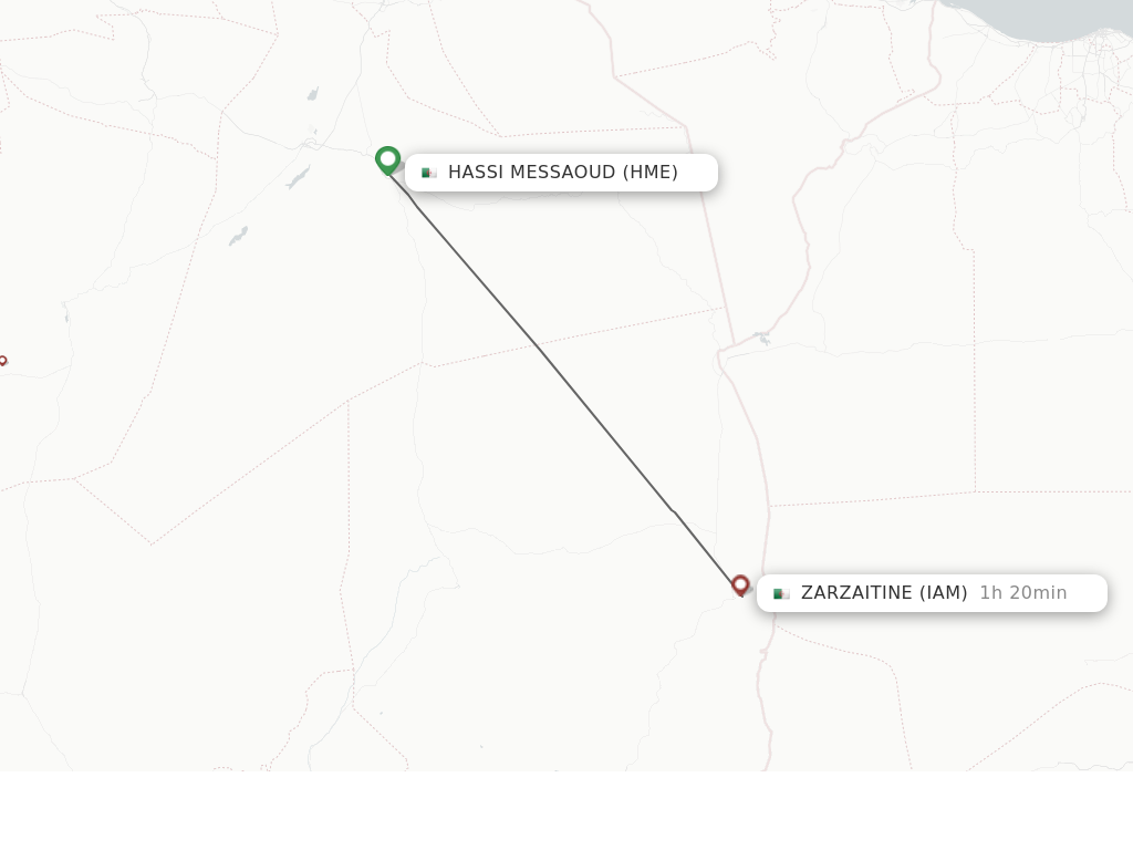 Flights from Hassi Messaoud to Zarzaitine route map