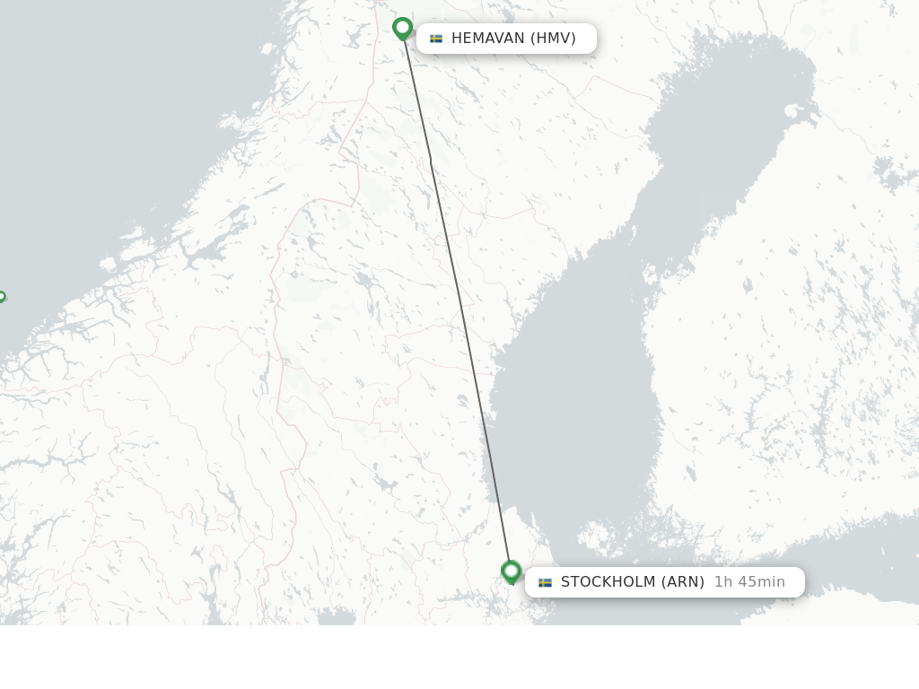 Flights from Hemavan to Stockholm route map