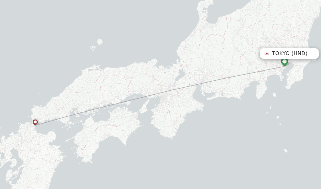 Route map with flights from Tokyo with StarFlyer