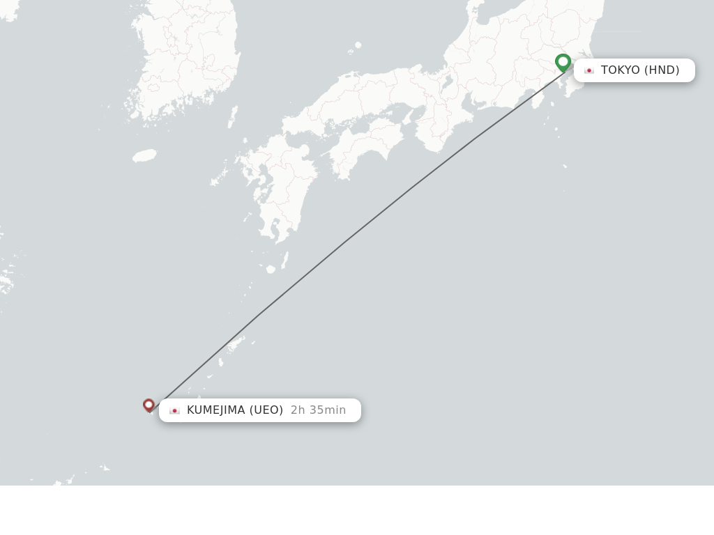 Flights from Tokyo to Kume-jima route map