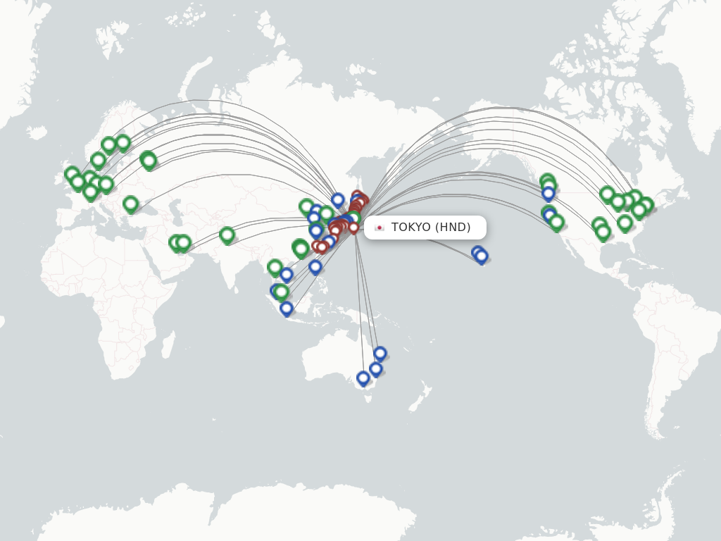 Route map with flights from Tokyo with Skymark Airlines