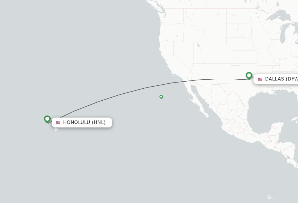 Flights from Honolulu to Dallas route map
