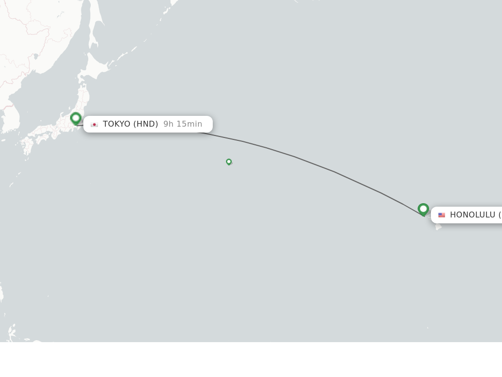 Flights from Honolulu to Tokyo route map