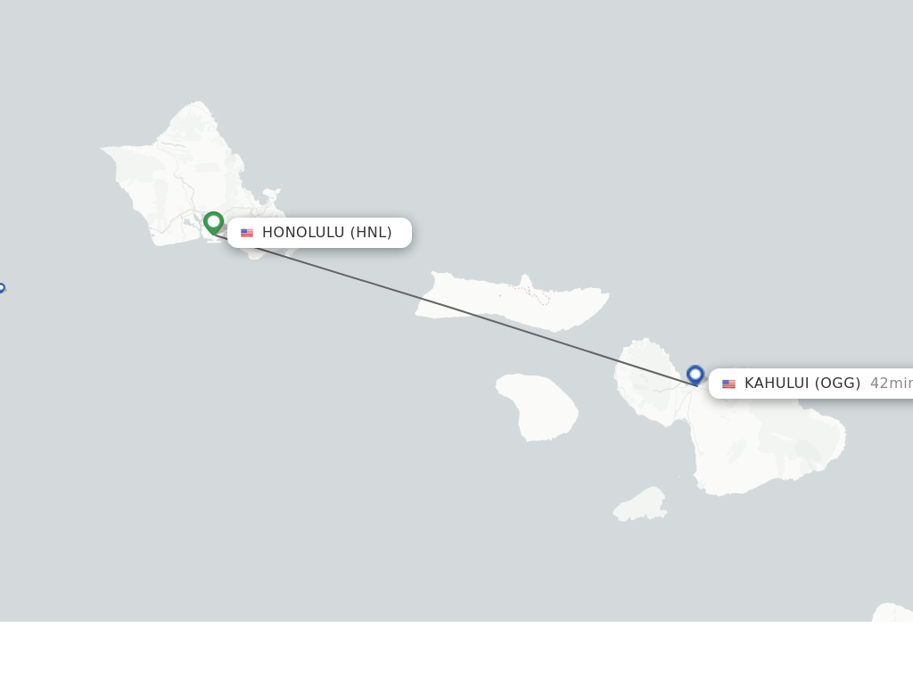 Flights from Honolulu to Kahului route map