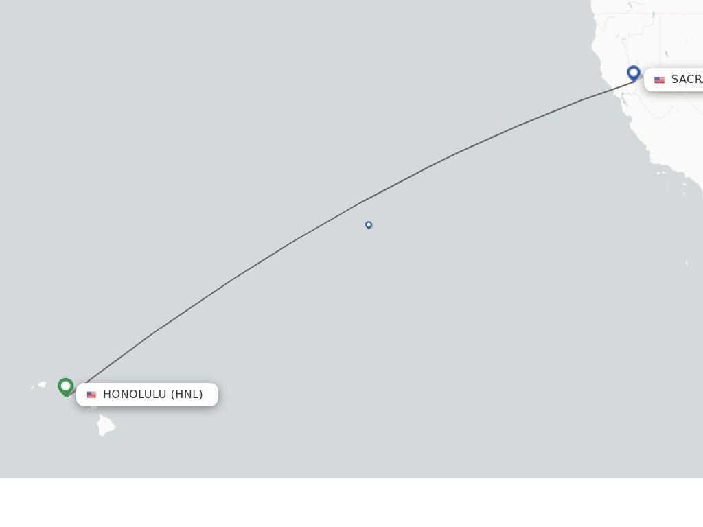 Flights from Sacramento to Honolulu route map