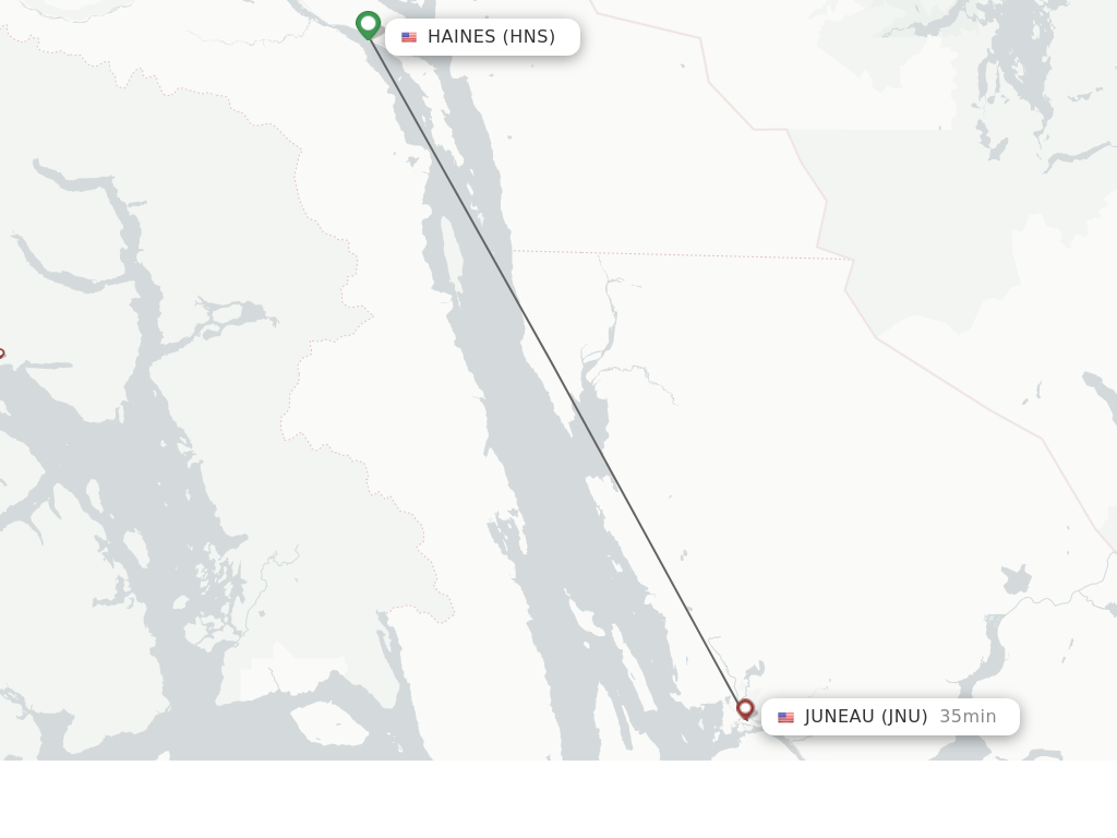 Flights from Haines to Juneau route map