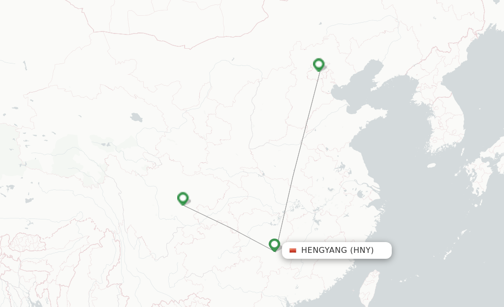 Route map with flights from Hengyang with Air China