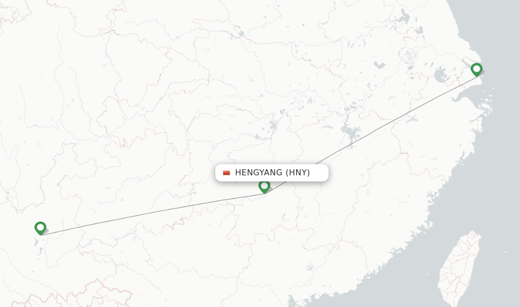 Route map with flights from Hengyang with Shanghai Airlines