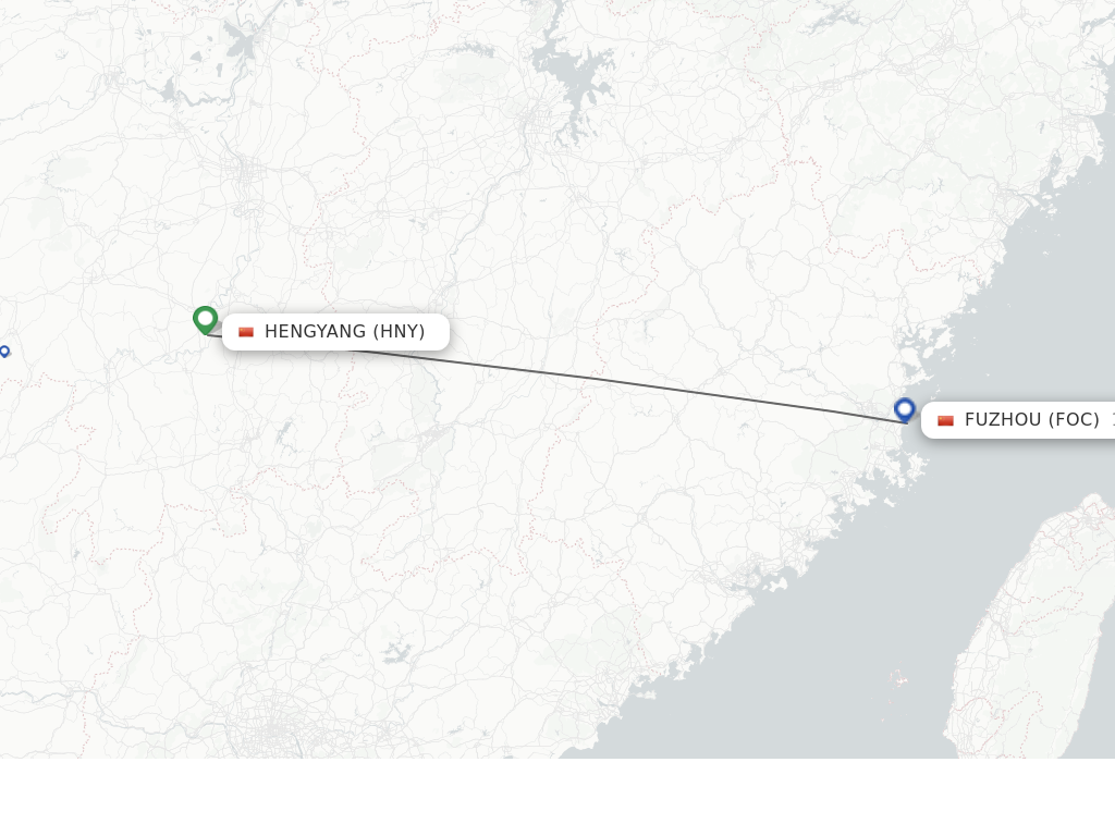 Flights from Hengyang to Fuzhou route map