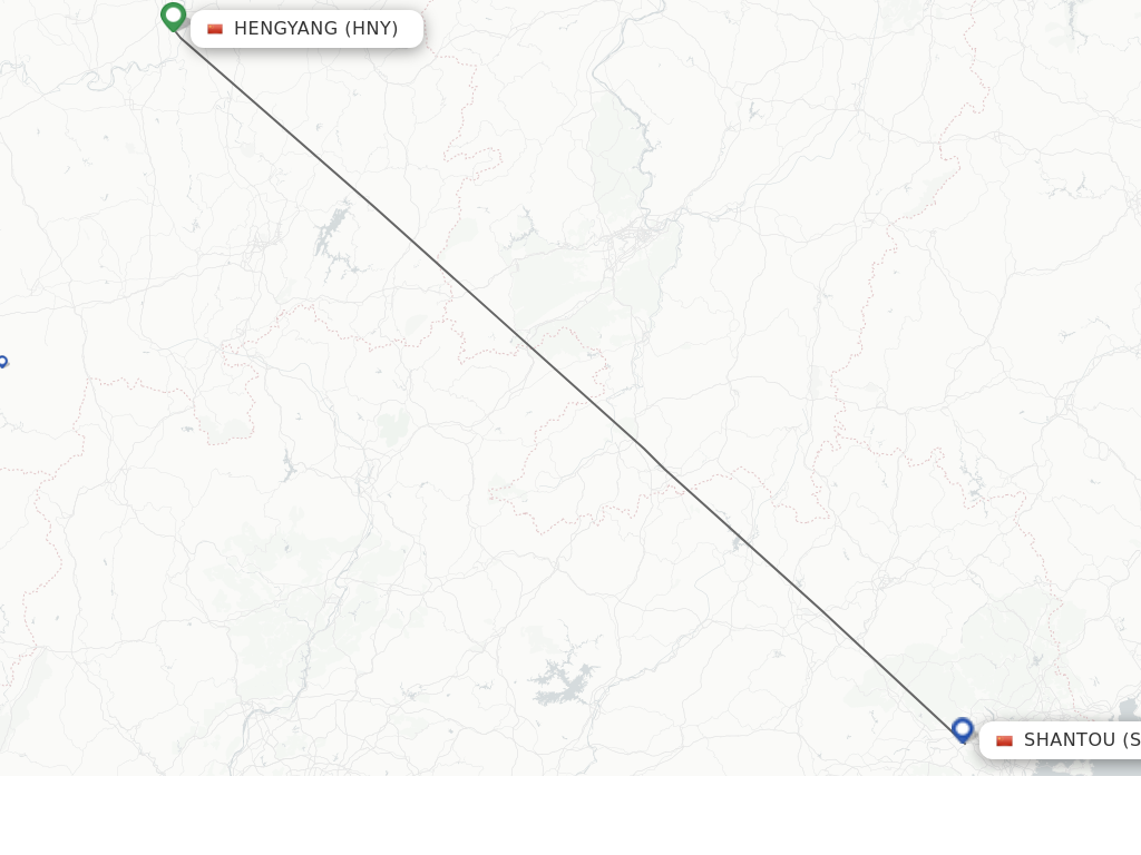 Flights from Hengyang to Jieyang route map