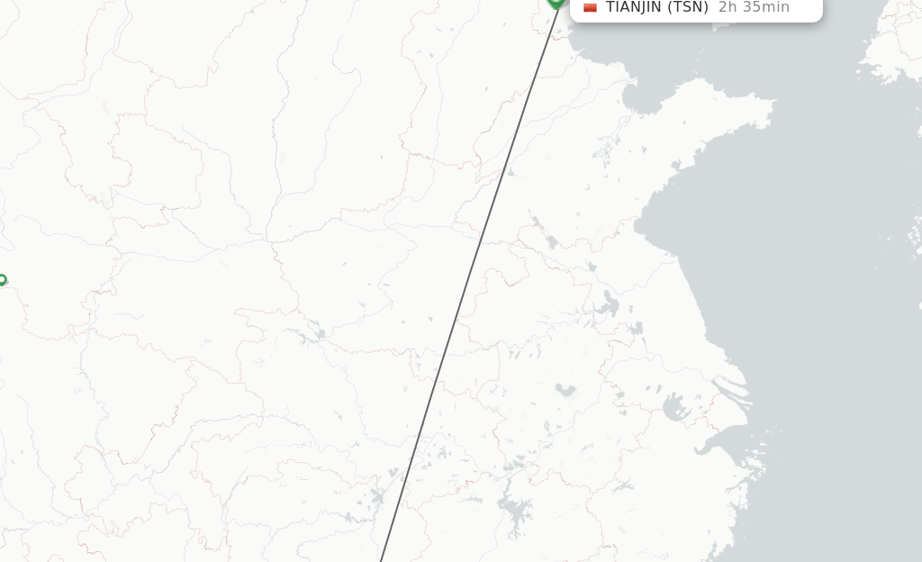 Flights from Hengyang to Tianjin route map