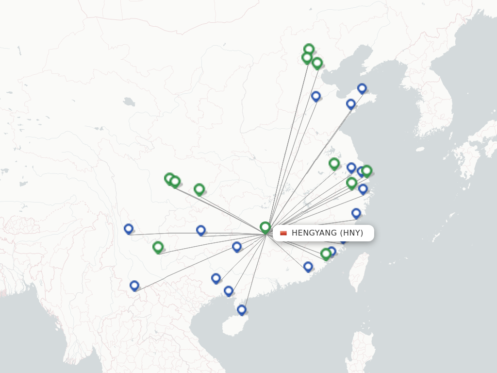 Flights from Hengyang to Chengdu route map