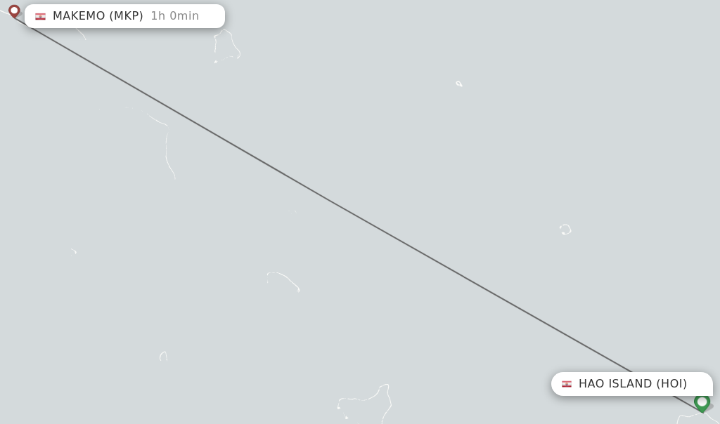 Flights from Hao Island to Makemo route map