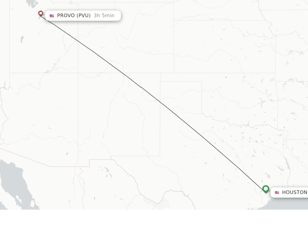 Flights from Houston to Provo route map