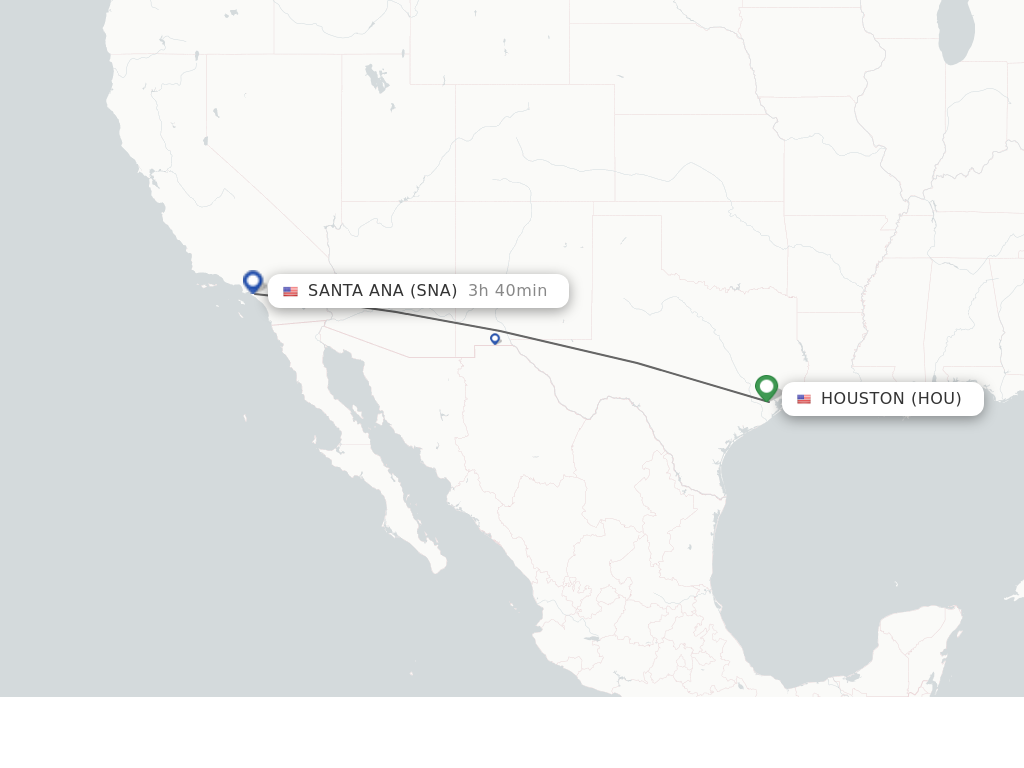 Flights from Houston to Santa Ana route map