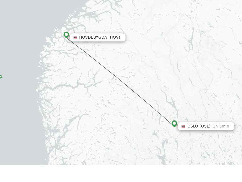 Flights from Oslo to Hovdebygda route map