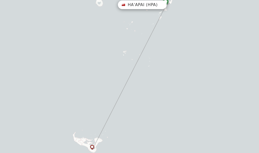 Route map with flights from Ha'Apai with Lulutai Airlines