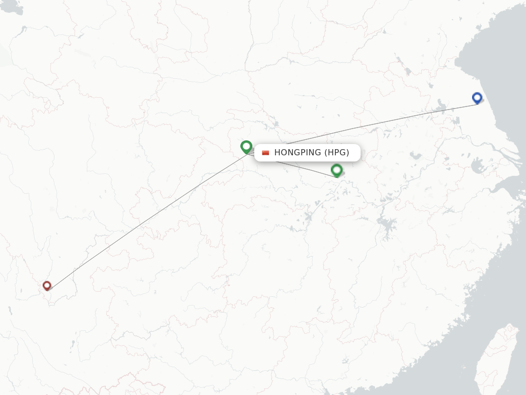 Flights from Hongping to Tengchong route map