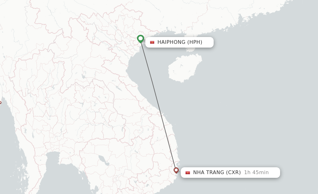 Flights from Haiphong to Nha Trang route map