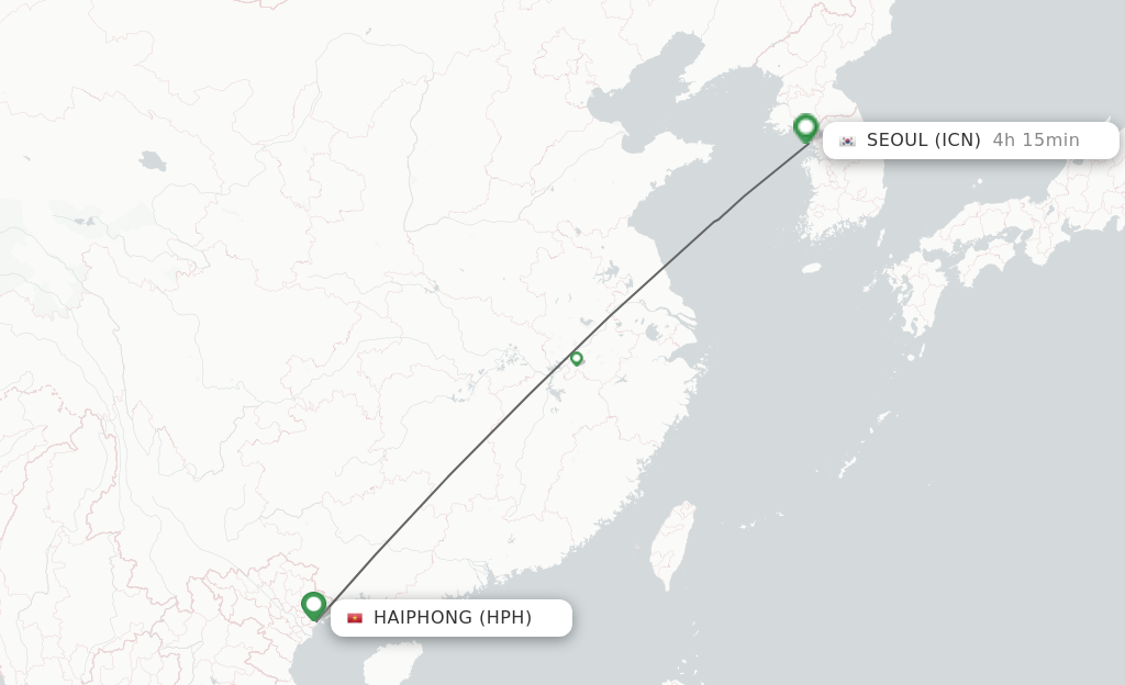 Flights from Haiphong to Seoul route map