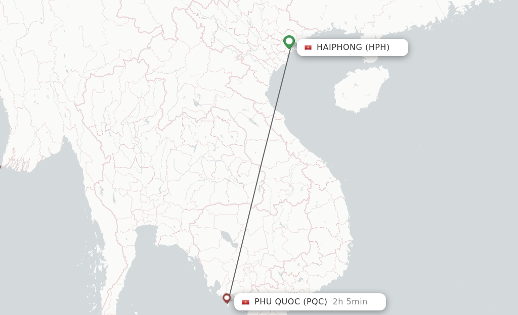 Flights from Haiphong to Phu Quoc route map