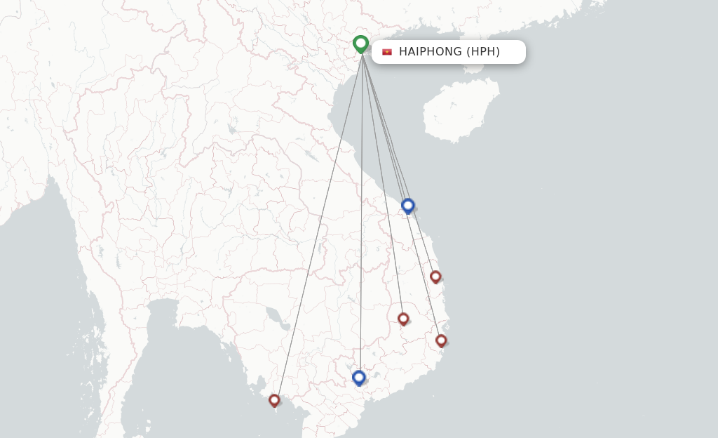 Route map with flights from Haiphong with Bamboo Airways