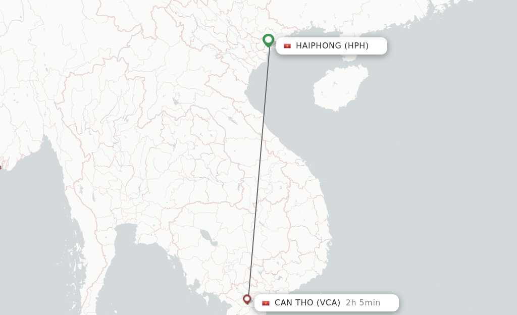 Flights from Haiphong to Can Tho route map