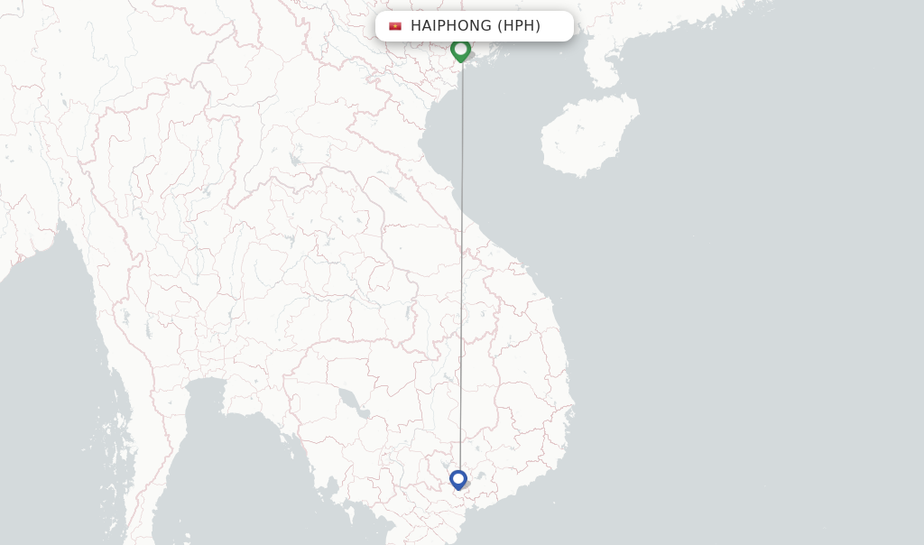 Route map with flights from Haiphong with Vietnam Airlines