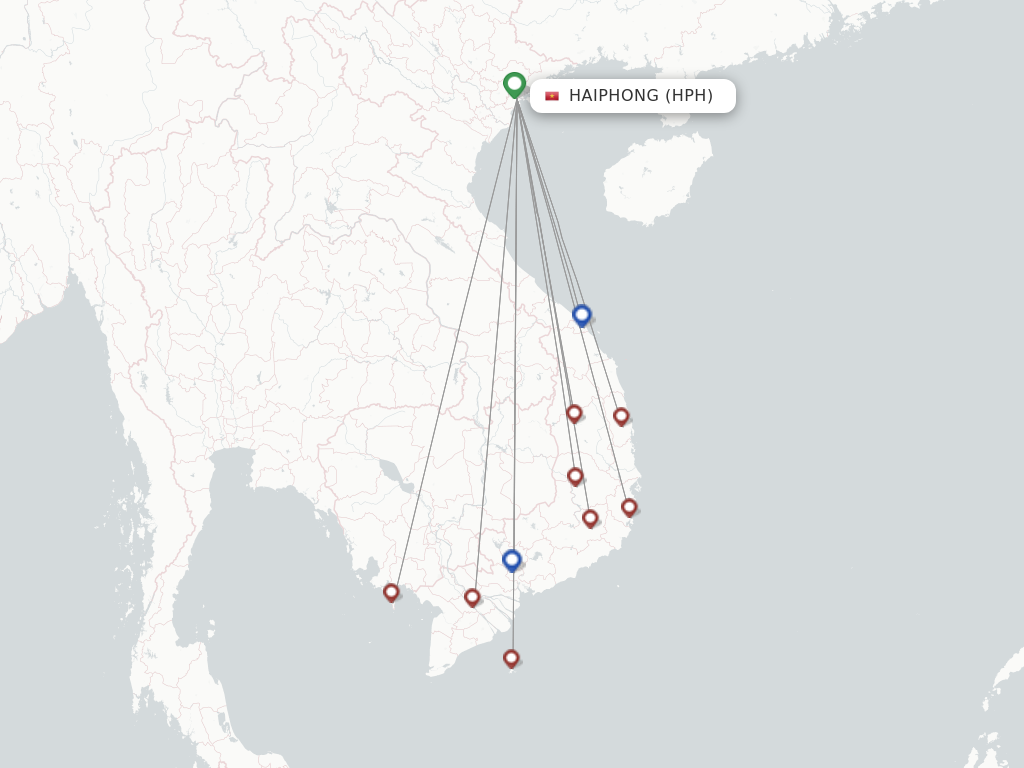 Flights from Haiphong to Con Dao route map