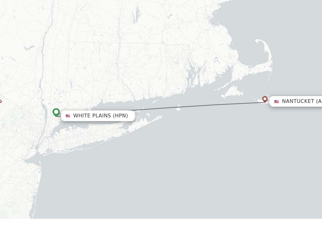 Flights from White Plains to Nantucket route map